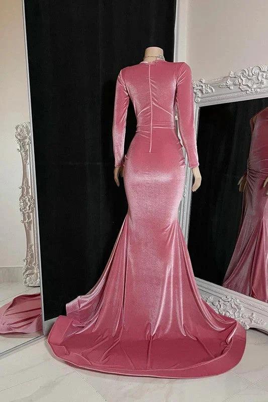 Glamorous Long Mermaid Sleeveless V-neck Split Front Prom Dress by misshow.com