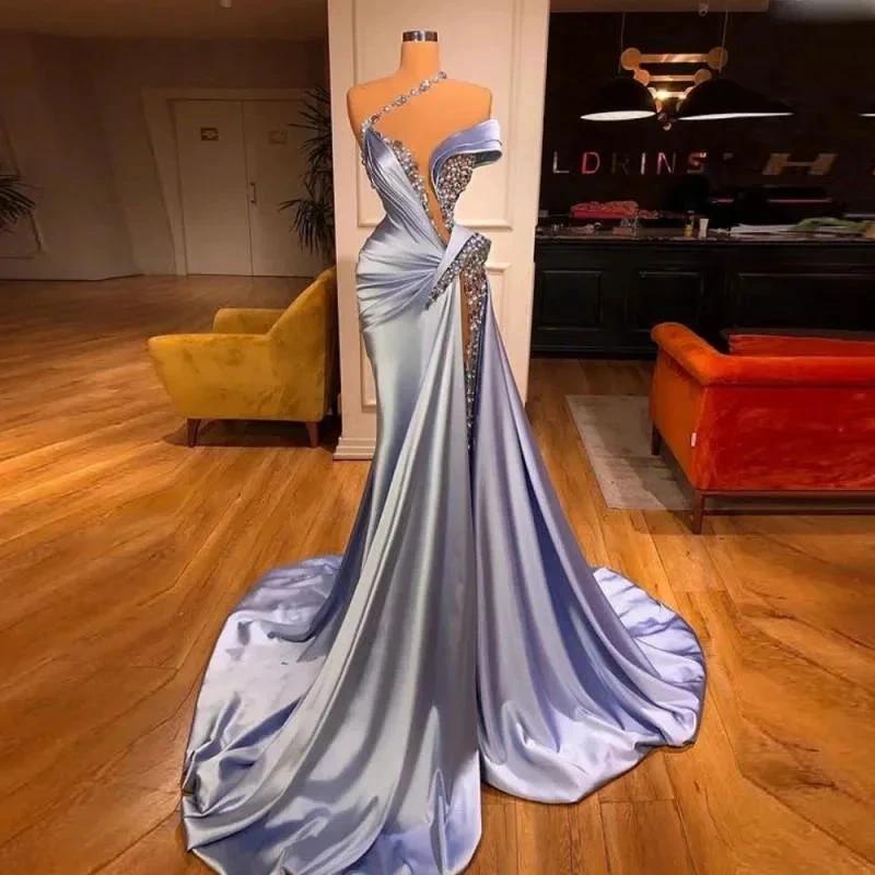 Glamorous Long Off-the-shoulder Lace Sequined Prom Dress With Slit by misshow.com