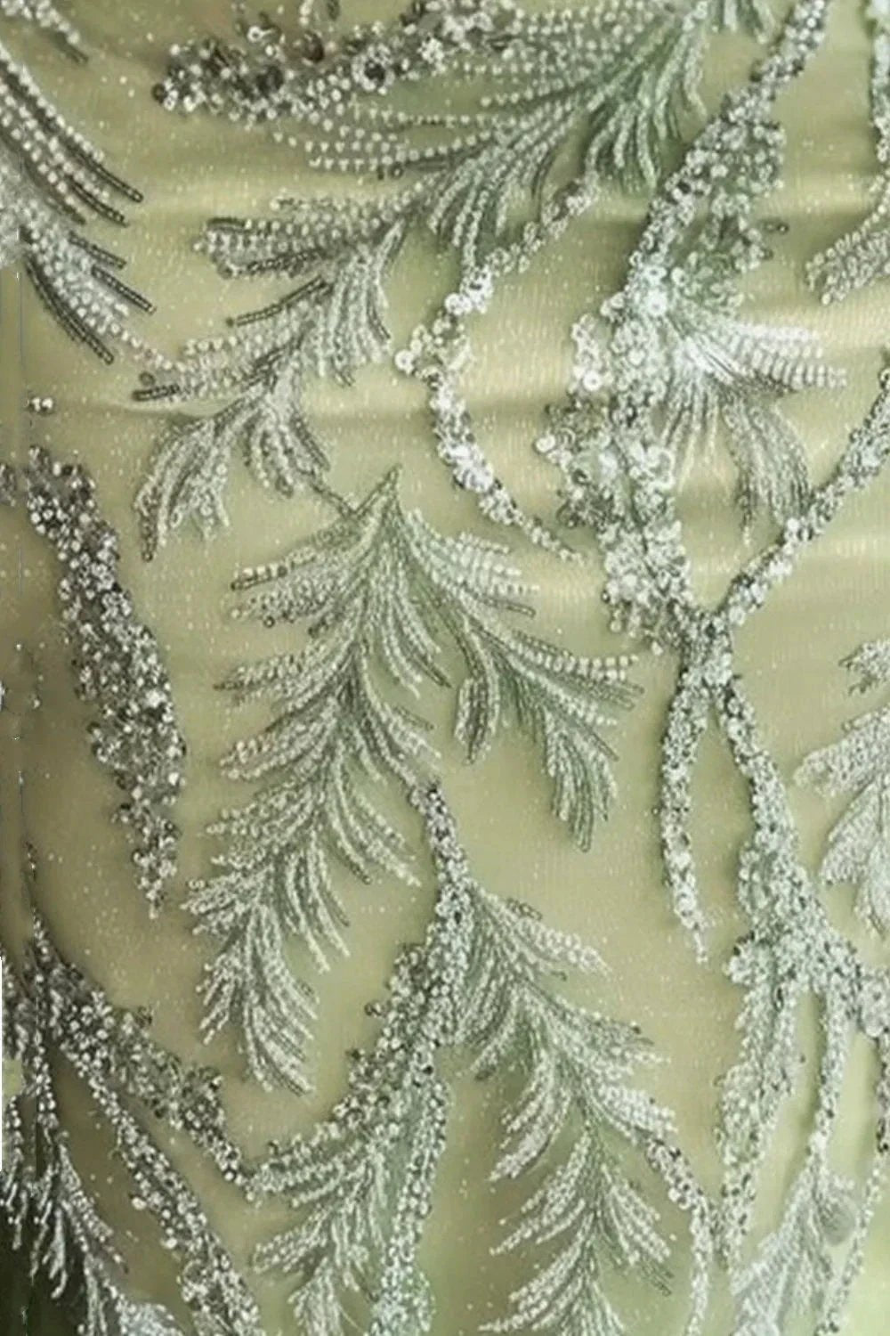 Glamorous Long Sage V-neck Mermaid Lace Beading Evening Dress by misshow.com