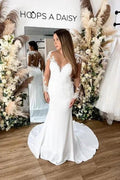 Glamorous Long Sleeves Hollow Back Floral Lace Mermaid Wedding Dress by misshow.com