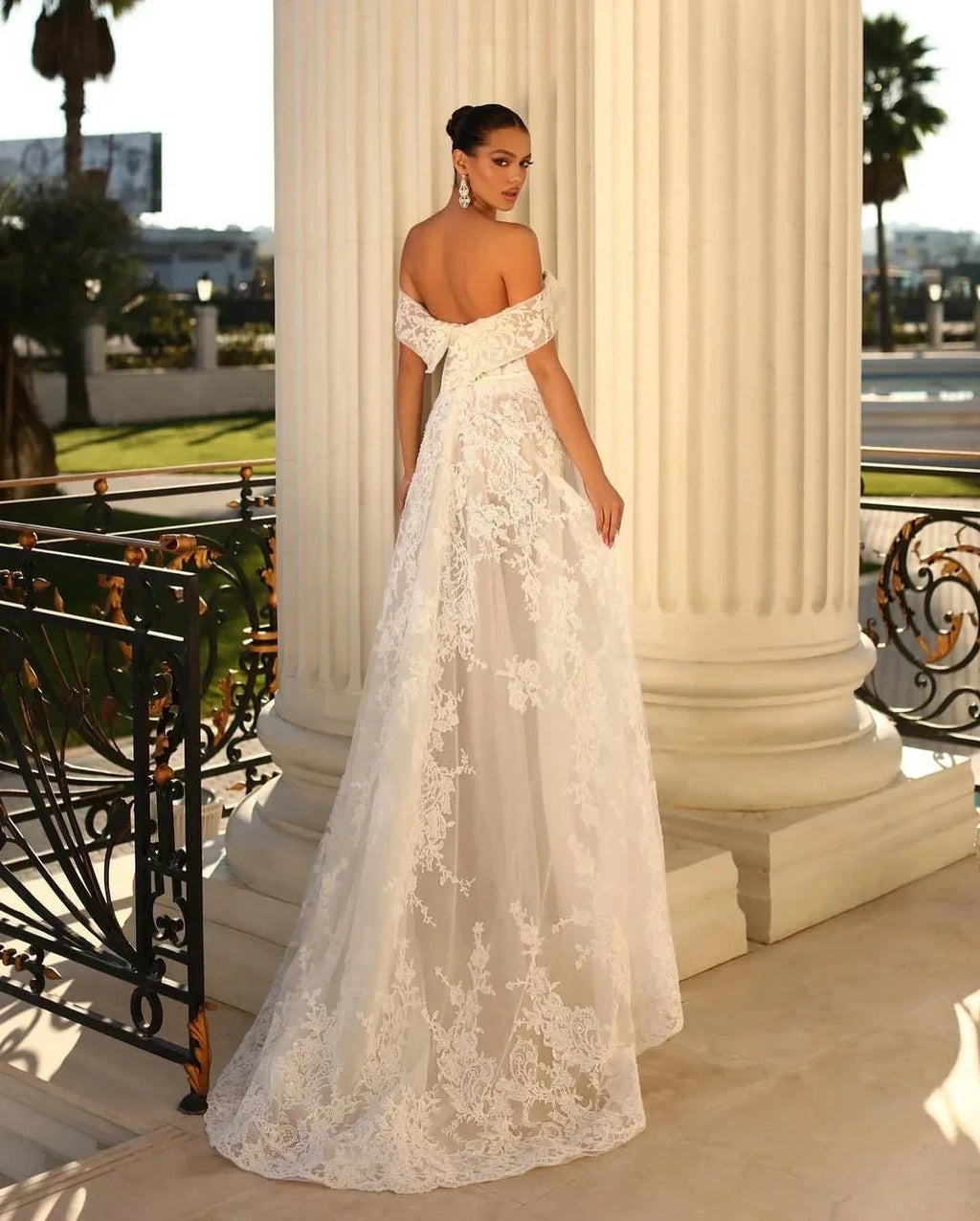 Glamorous Long White A-line Off-the-shoulder Lace Wedding Dress by misshow.com