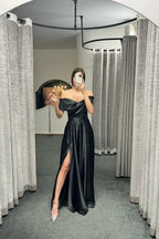 Glamorous Off The Shoulder Ruby Split Ruffles A-Line Prom Dresses by misshow.com