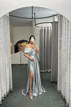 Glamorous Off The Shoulder Ruby Split Ruffles A-Line Prom Dresses by misshow.com