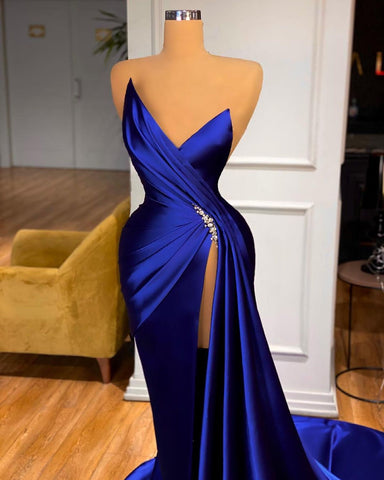 Glamorous Royal Blue Sweetheart Prom Dress Mermaid Long With Split