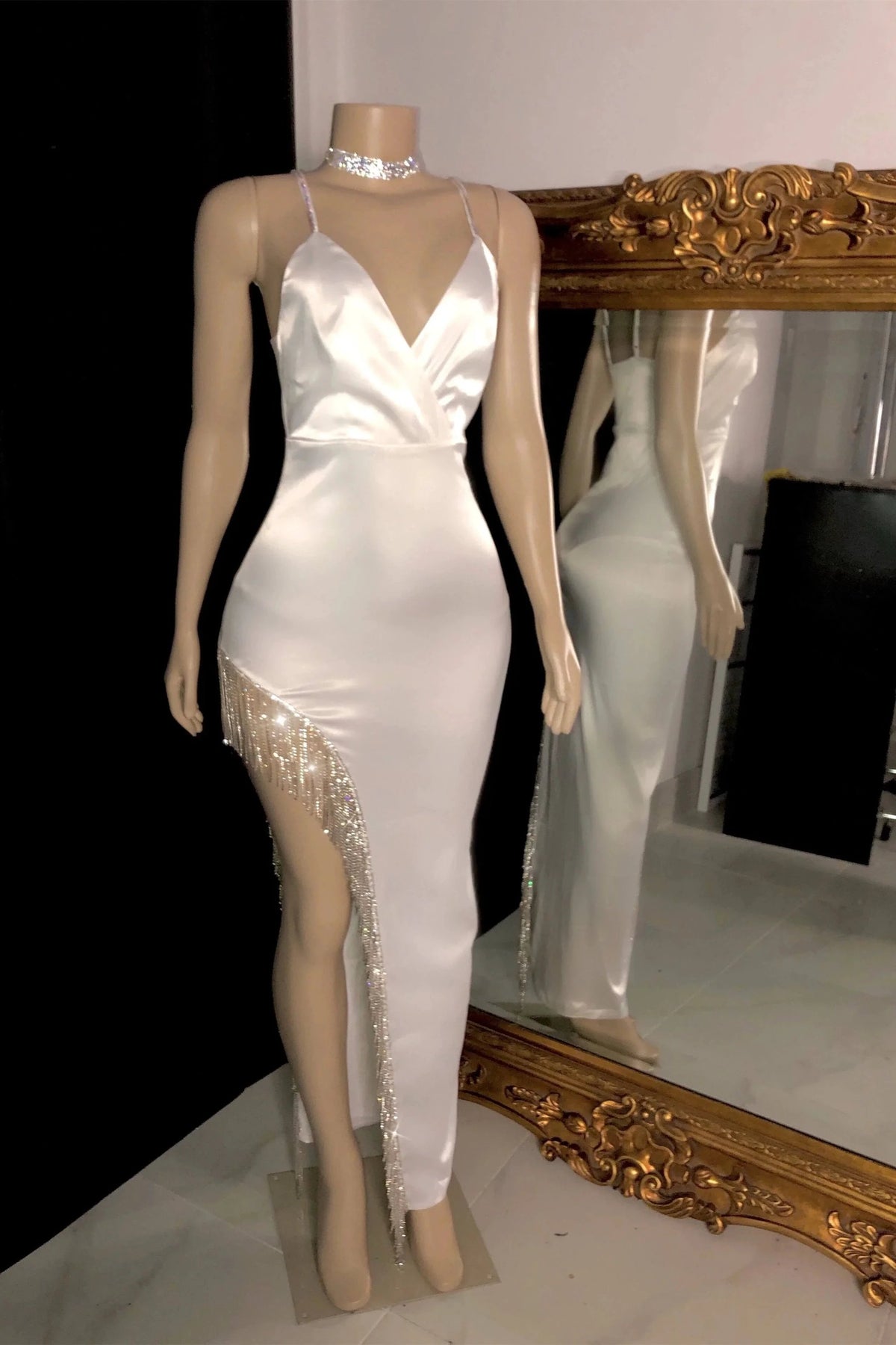Glamorous V-neck Spaghetti Strap Sleeveless Mermaid Prom Dress by misshow.com