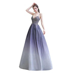 Glamous Spaghetti Ombre Purple Sparkly A-line Party Dress by misshow.com