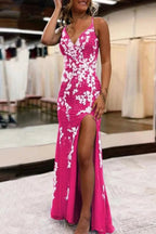 Ainhoa | Glitter Blue Mermaid Lace Long Prom Dress with Slit by KissProm