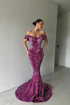 Glittering Sequins Sweetheart Off-the-shoulder Mermaid Prom Dresses by misshow.com