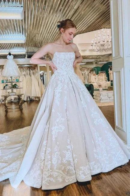 Gorgeous A-Line Lace Appliques Sleeveless Wedding Dresses by misshow.com