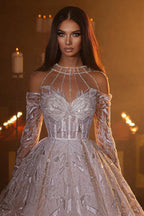 Gorgeous A-line Long Sleeves Wedding Dress With Lace by misshow.com