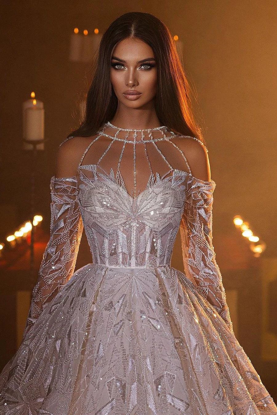 Gorgeous A-line Long Sleeves Wedding Dress With Lace by misshow.com