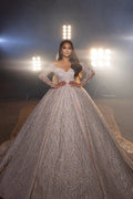 Gorgeous A-line Off-the-shoulder V-neck Wedding Dress With Lace by misshow.com