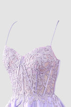 Gorgeous A Line Spaghetti Straps Royal Blue Corset Homecoming Dress with Appliques by KissProm