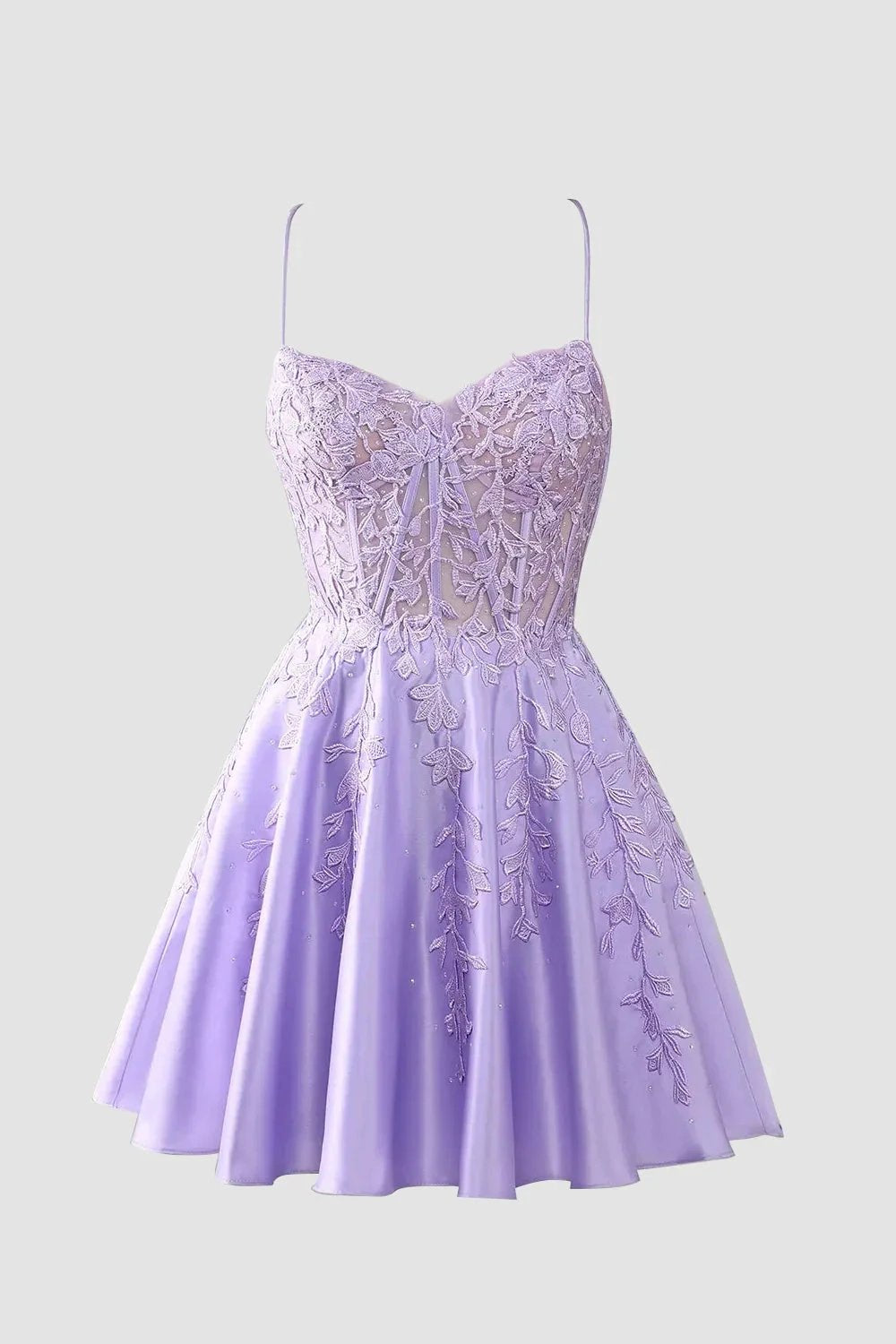 Gorgeous A Line Spaghetti Straps Royal Blue Corset Homecoming Dress with Appliques by KissProm