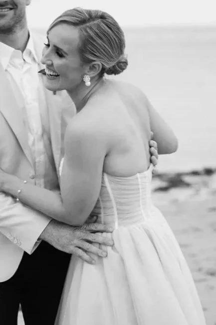 Gorgeous A-Line Tulle Sweetheart Sleeveless White Wedding Dress by misshow.com