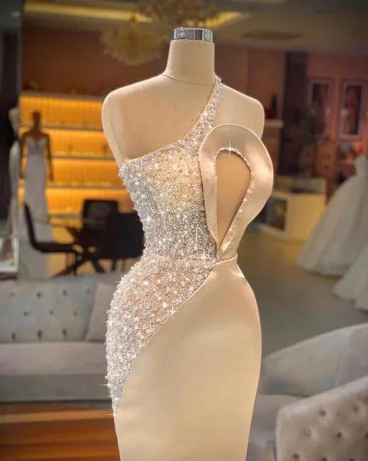 Gorgeous Champagne Sleeveless Long Mermaid Prom Dresses by misshow.com