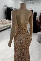 Gorgeous Column Tulle Spaghetti Straps Sleeveless Prom Dress With Rhinestone by misshow.com