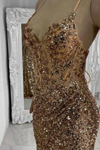 Gorgeous Column Tulle Spaghetti Straps Sleeveless Prom Dress With Rhinestone by misshow.com