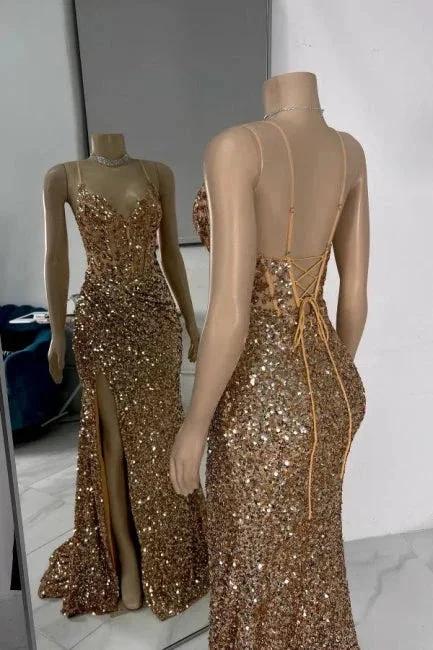 Gorgeous Column Tulle Spaghetti Straps Sleeveless Prom Dress With Rhinestone by misshow.com