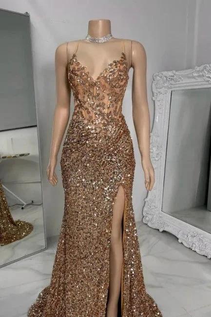 Gorgeous Column Tulle Spaghetti Straps Sleeveless Prom Dress With Rhinestone by misshow.com