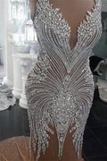 Gorgeous Crystals Mermaid Wedding Dress V-Neck Backless Champagne Bridal Wears by misshow.com