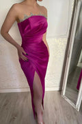 Gorgeous Fuchsia Strapless Crystal Prom Dress With Slit by misshow.com