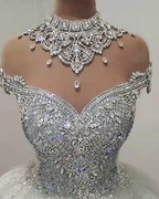 Gorgeous High Neck Crystal Beading Princess Wedding Dress by misshow.com