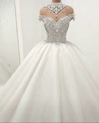 Gorgeous High Neck Crystal Beading Princess Wedding Dress by misshow.com