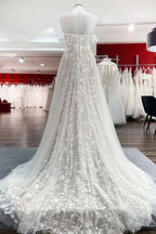 Gorgeous Long A-line Off-the-shoulder Tulle Appliques Lace Wedding Dress by BIZTUNNEL