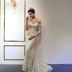 Gorgeous Long A-Line Sweetheart Appliques Lace Wedding Dress with Sleeves by BIZTUNNEL