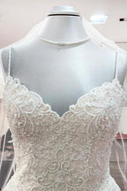 Gorgeous Long A-line Sweetheart Spaghetti Straps Tulle Lace Wedding Dresses by BIZTUNNEL