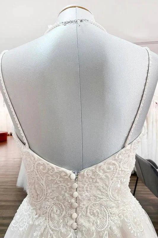 Gorgeous Long A-line Sweetheart Spaghetti Straps Tulle Lace Wedding Dresses by BIZTUNNEL