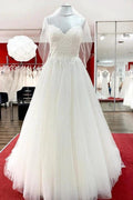 Gorgeous Long A-line Sweetheart Spaghetti Straps Tulle Lace Wedding Dresses by BIZTUNNEL