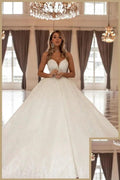 Gorgeous Long A-line V-neck Sleeveless Princess Wedding Dresses With Lace by misshow.com
