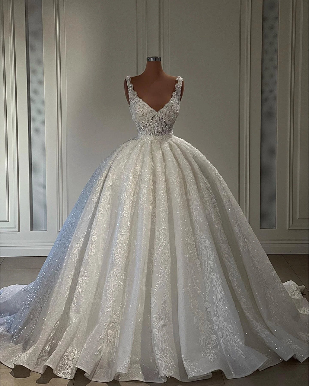 Gorgeous Long Ball Gown Sweetheart Sleeveless Lace Wedding Dress with Ruffles by BIZTUNNEL