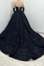 Gorgeous Long Black A-line Sweetheart Lace Laced-up Prom Dress by misshow.com