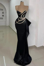 Gorgeous Long Black Mermaid One Shoulder Sleeveless Prom Dress with Lace by misshow.com