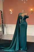 Gorgeous Long Dark Green Mermaid Crystals Prom Dress With Lace by misshow.com
