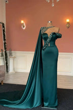 Gorgeous Long Dark Green Mermaid Crystals Prom Dress With Lace by misshow.com