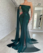 Gorgeous Long Dark Green Mermaid Sleeveless Prom Dresses With Slit by misshow.com