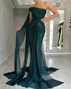 Gorgeous Long Dark Green Mermaid Sleeveless Prom Dresses With Slit by misshow.com