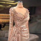 Gorgeous Long High Neck Beading Sequined Prom Dress With Long Sleeves by misshow.com
