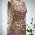 Gorgeous Long High Neck Beading Sequined Prom Dress With Long Sleeves by misshow.com