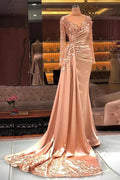 Gorgeous Long High Neck Beading Sequined Prom Dress With Long Sleeves by misshow.com