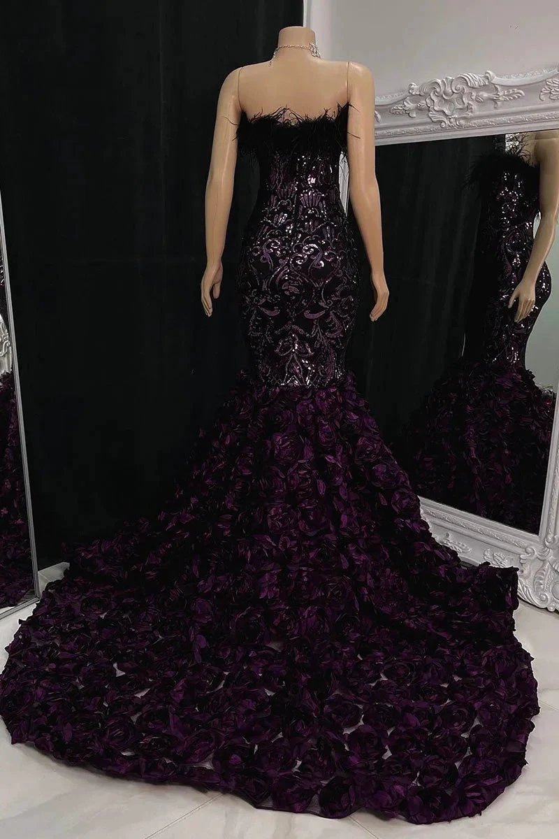Gorgeous Long Mermaid Lace Flowers Sleeveless Prom Dress by misshow.com
