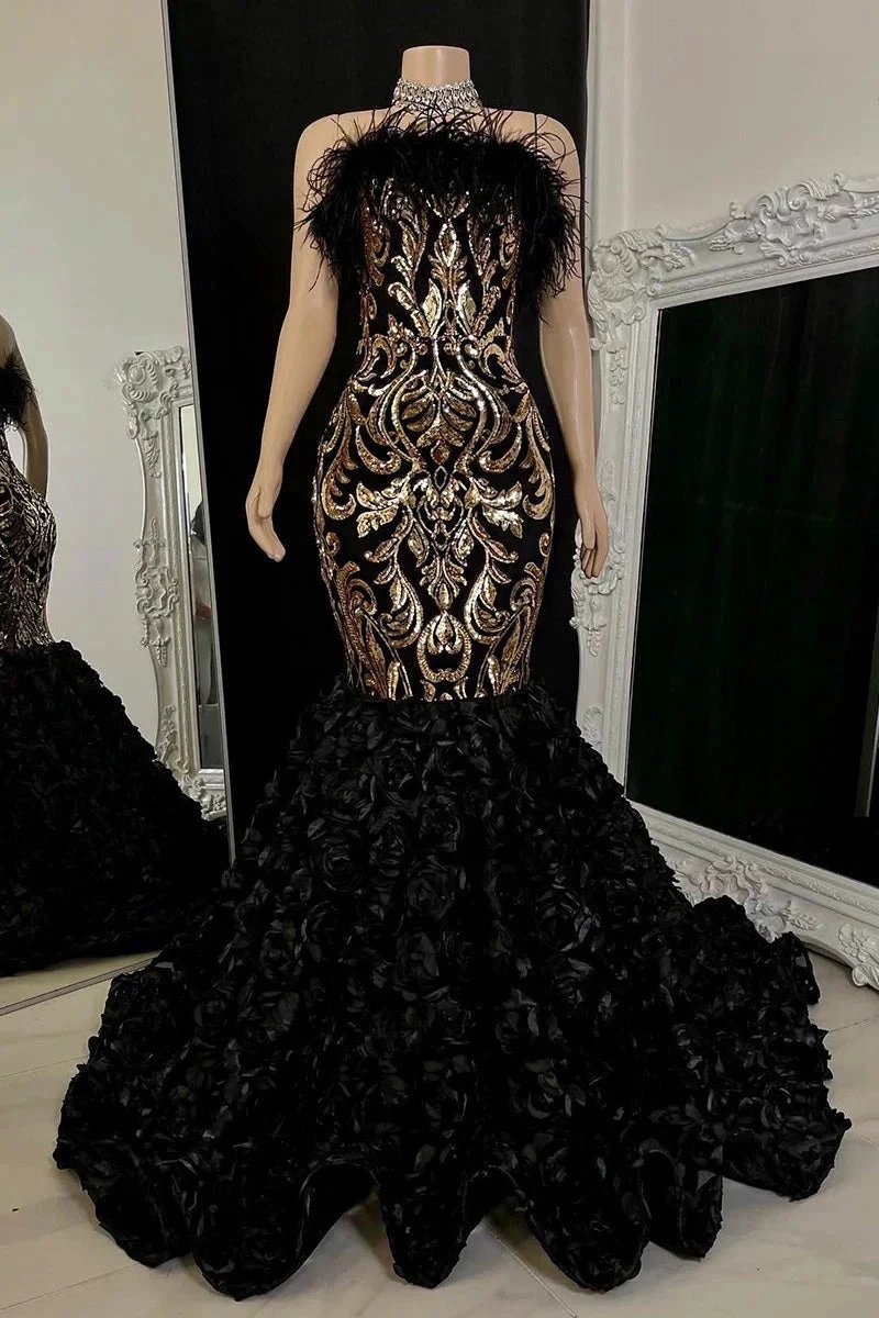 Gorgeous Long Mermaid Lace Flowers Sleeveless Prom Dress by misshow.com