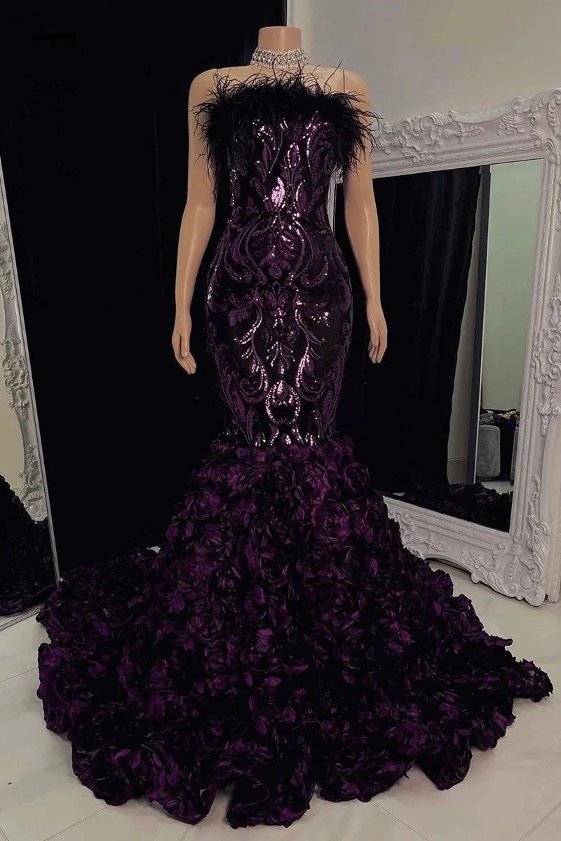 Gorgeous Long Mermaid Lace Flowers Sleeveless Prom Dress by misshow.com