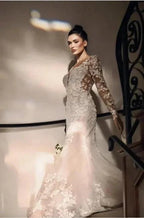 Gorgeous Long Mermaid Lace Wedding Dresses With Long Sleeves by misshow.com