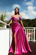 Gorgeous Long Mermaid Off-the-shoulder Sleeveless Split Evening Dresses With Glitter by misshow.com