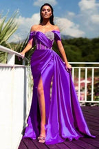 Gorgeous Long Mermaid Off-the-shoulder Sleeveless Split Evening Dresses With Glitter by misshow.com